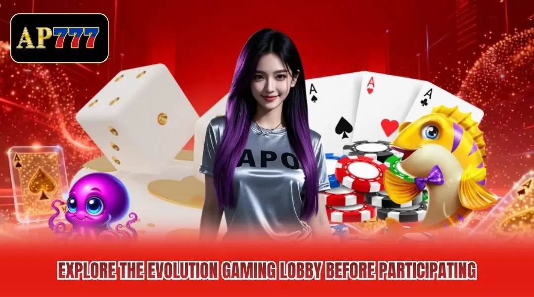 Explore the Evolution Gaming lobby before participating